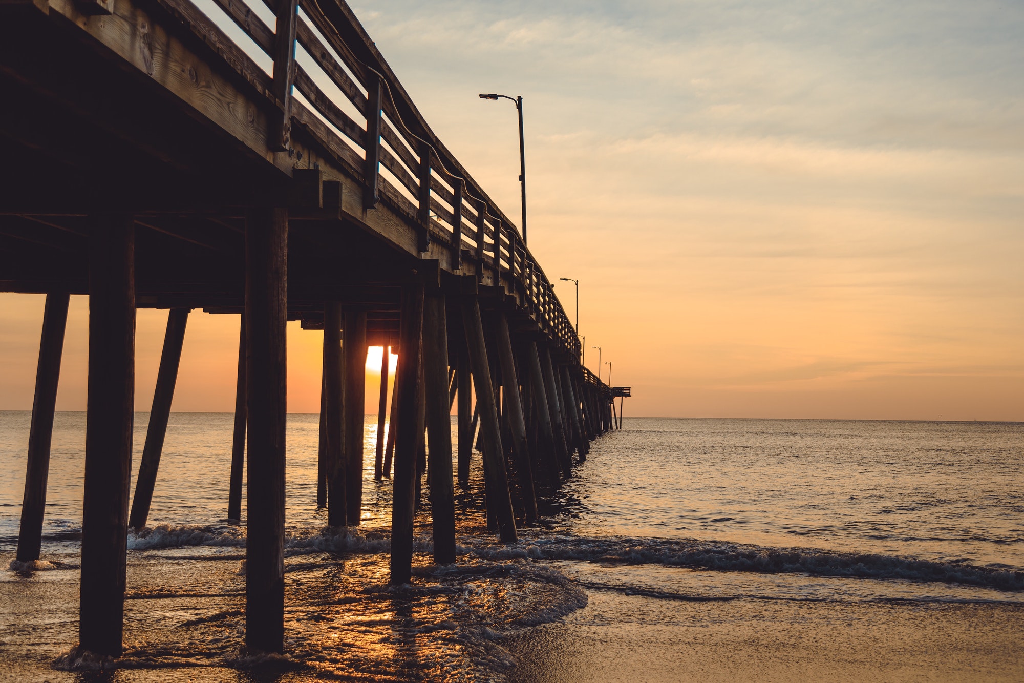 Sunrise at the pier Virginia Beach